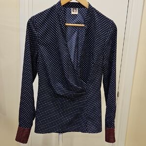 Polka Dot Crossover Blouse